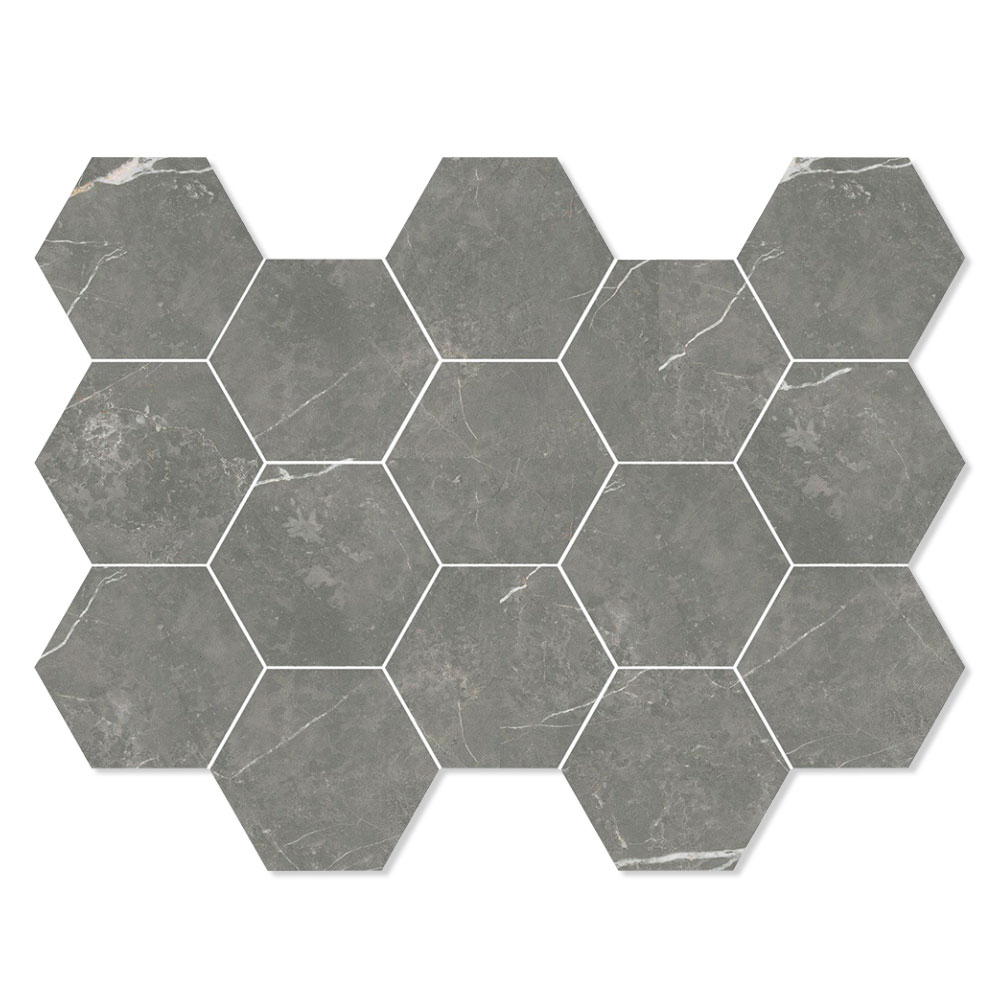Mosaikk Gulvflis Prestige Mørk Grå Polert 33x23 cm